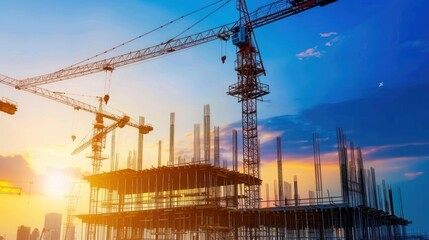 A construction site with a crane and scaffolding