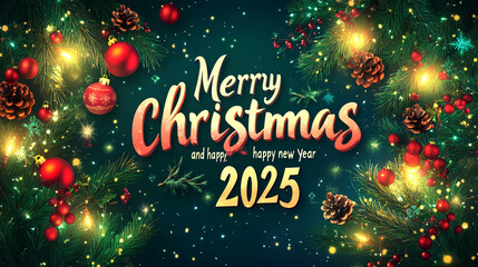vector background of merry christmas and happy new year