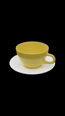 red cup and white plate on black 4k vertical background suitable for smart phones