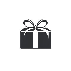 Minimalist Black Gift Box with Ribbon in Iconic and Sleek Design, Perfect for Branding, Digital Illustrations, or Luxury-Themed Projects