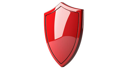 Strong security depicted by a simple red shield icon on a stark white background.