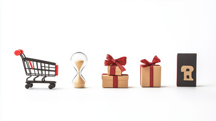 The single day concepts, Prominent number or date, Shopping cart, Discount tags, Gift boxes. Generative AI illustration.