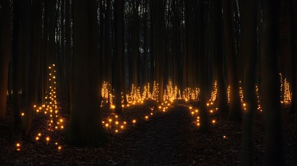 Naklejka premium sunset in the forest