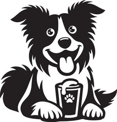 Border collie two dog vector illustration