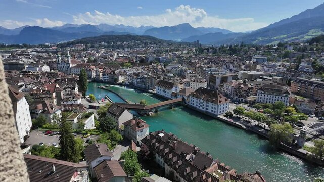 Panoramic View of Lucerne from Musegg Wall, Switzerland &ndash; Scenic Cityscape and Landmarks