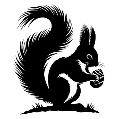 Icons and silhouettes of squirrels. Vector and illustration of an attractive, basic, black flat-colored squirrel.
