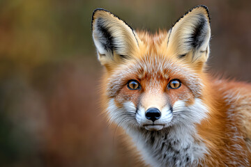 Captivating portrait of a red fox in natural habitat showcasing its striking features and expressive eyes