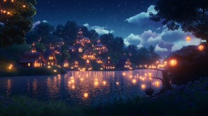 Naklejka premium nice anime landscape for theme