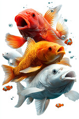 Fototapeta premium Vibrant underwater world a colorful display of goldfish and their aquatic companions