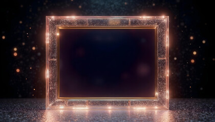 Obraz premium Glow and Light Frame against black background with glitter