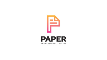 Simple gradient Letter P with Paper Print Page logo design.