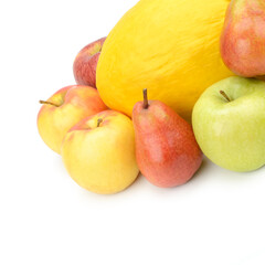 Set of fruits isolated on a white background.
