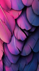 Obraz premium Vivid pink and purple feathers on display for creative design and decoration.