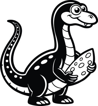 recommend clip art: unique Cartoon illustration of a brontosaurus holding a slice of pizza