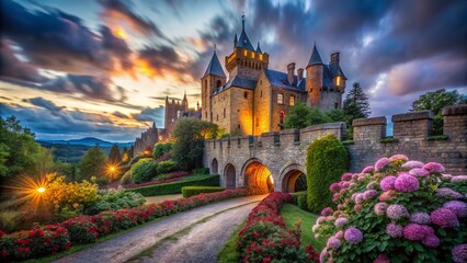Enchanting Long Exposure of a Castle Entrance at Dusk for Stunning Visuals
