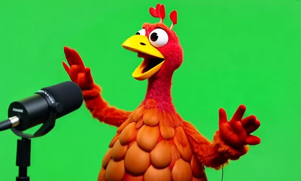 turkey as a radio host, green screen