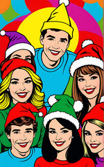 Fototapeta premium people wear festive holiday hats christmas season show cheerfulness festive spirit