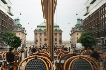 Outdoor furniture at a restaurant