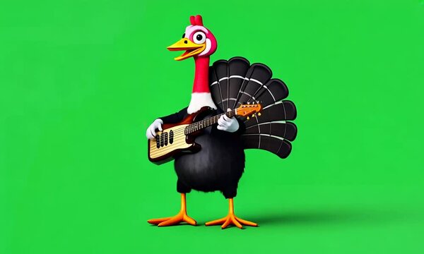 Cartoon turkey as a musician.