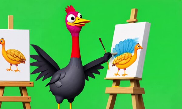 Cartoon turkey as an artist.