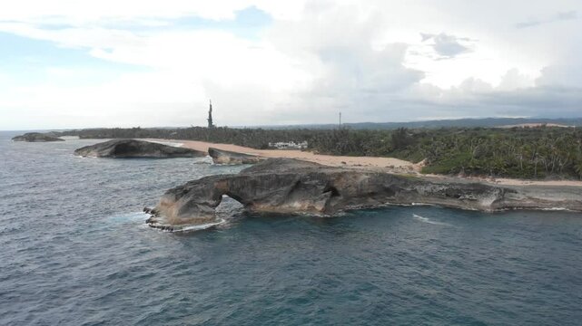 Immense Arc Rock Formation From the Cueva Del Indio in Arecibo, Puerto Rico, on a Cloudy Day.