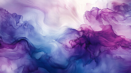 Abstract background fluid watercolor like background with soft blending of purples and blues.