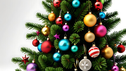 small christmas tree many colorful toys attached delicate branches carefully arranged top portion evergreen tree