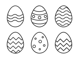 Minimalist Easter Egg Vector Set with Unique Line Patterns for Festive Designs