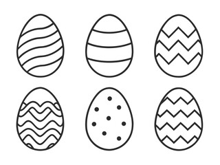 Minimalist Easter Egg Vector Set with Unique Line Patterns for Festive Designs