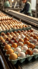 Specialty eggs arranged for packaging.