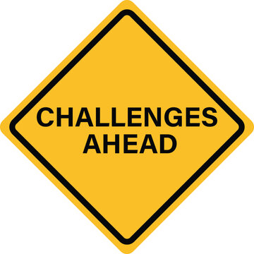 Challenges ahead sign. Road safety symbol. Challenges ahead road. flat style.