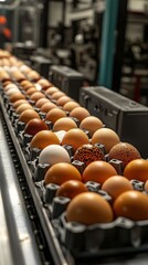 Specialty eggs on a production line.