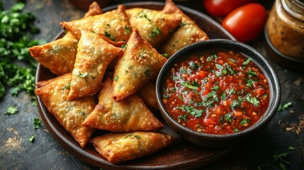 crispy samosas with tamarind sauce