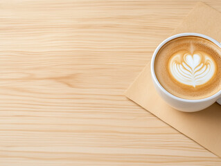 Obraz premium latte coffee on wood with space