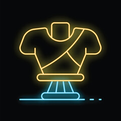 Neon sign representing roman armor on a mannequin, ideal for illustrating shop windows or websites