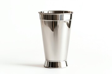 Verre en acier inoxydable sur fond blanc
