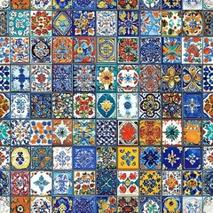 Fototapeta premium Moroccan tile designs, rich earthy tones, seamless repeat, [fabric texture], [traditional craftsmanship]