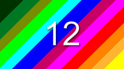 12 colorful rainbow background year number