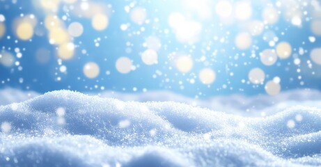 Fototapeta premium Christmas Winter Background with Snow and Blurred Bokeh. AI generated illustration.