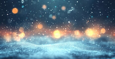 Christmas Winter Background with Snow and Blurred Bokeh. AI generated illustration.