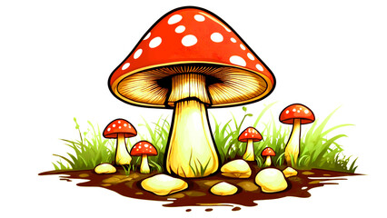 mushrooms in grass