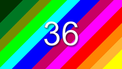 36 colorful rainbow background year number