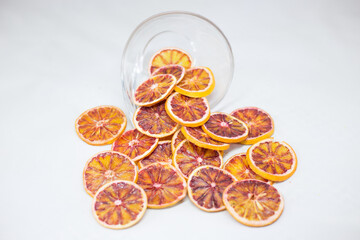 dried blood orange falling down the jar
