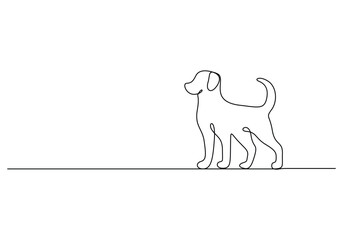 Continuous one line drawing of cute dog. Pet dog concept. Vector illustration