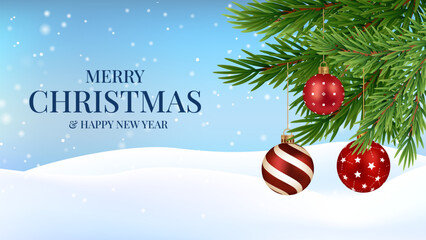 Christmas greetings vector background design. Christmas greeting text with pine tree, candy cane and gift boxes ornaments and decoration elements in red elegant background.
