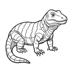 Silhouette vector style komodo dragon with white background