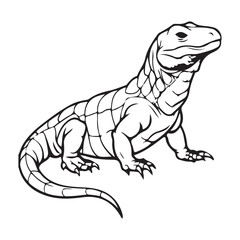 Silhouette vector style komodo dragon with white background