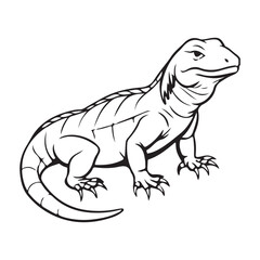 Silhouette vector style komodo dragon with white background