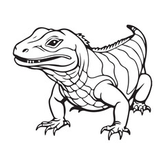 Silhouette vector style komodo dragon with white background