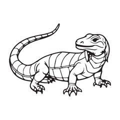 Silhouette vector style komodo dragon with white background